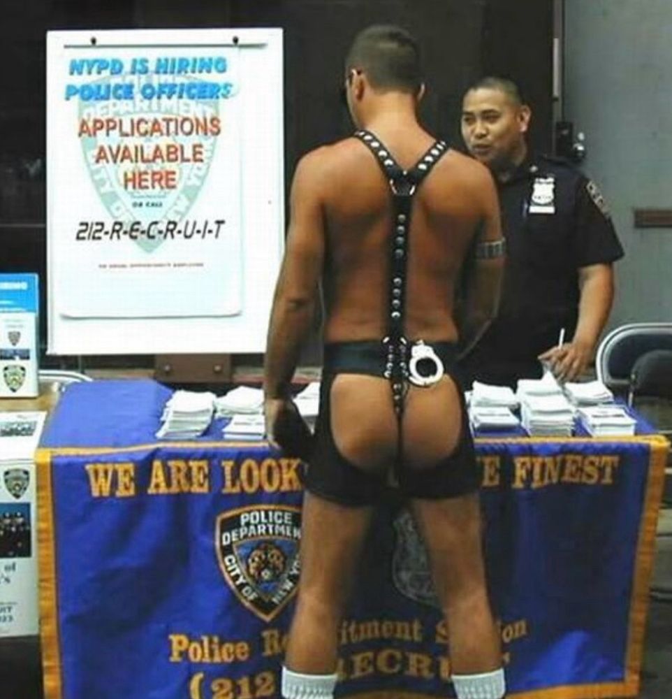 Police recruitment with a leather enthusiast